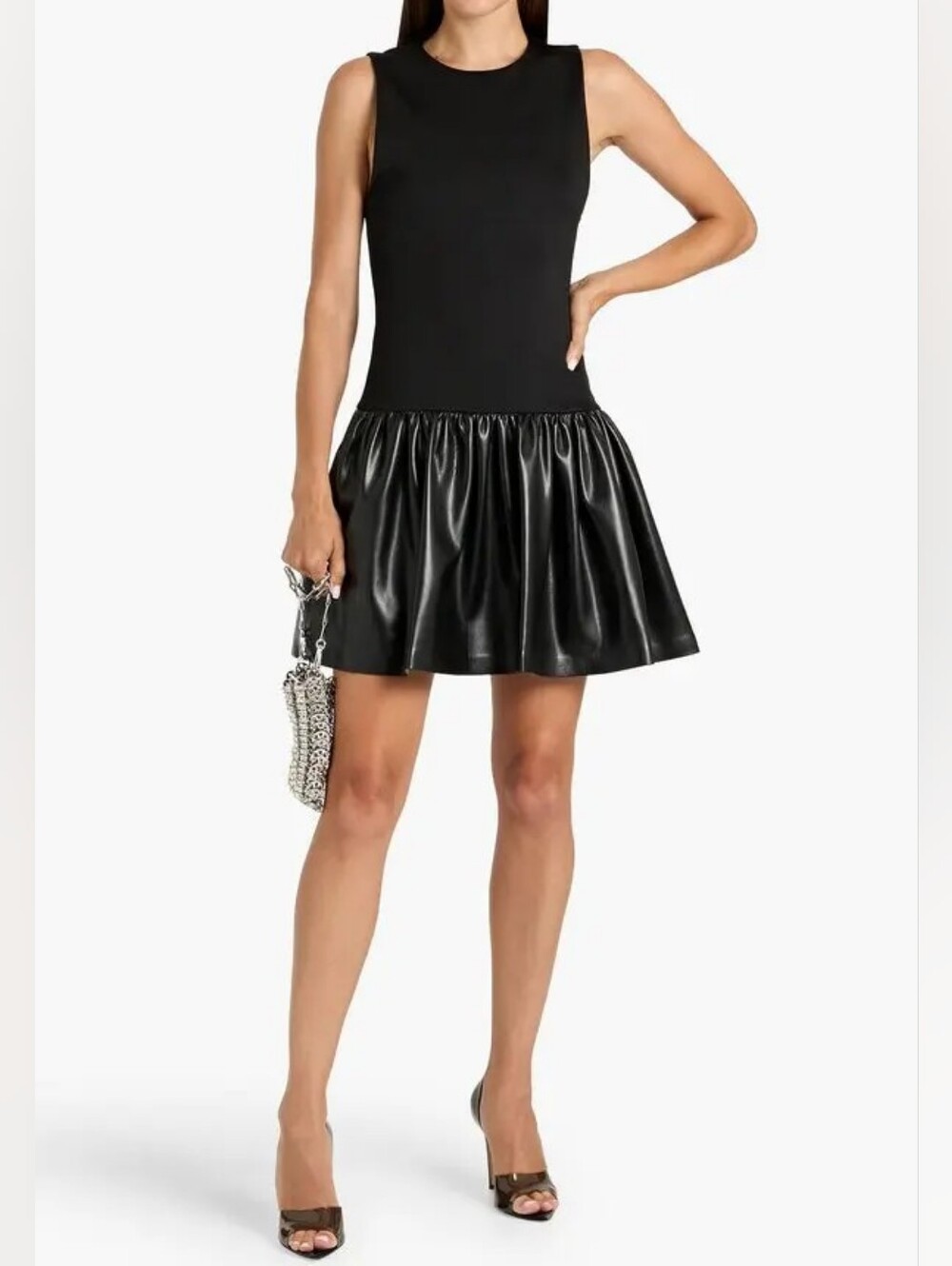 Alice + Olivia Ella Sleeveless Vegan Leather Mini Dress In Size 4